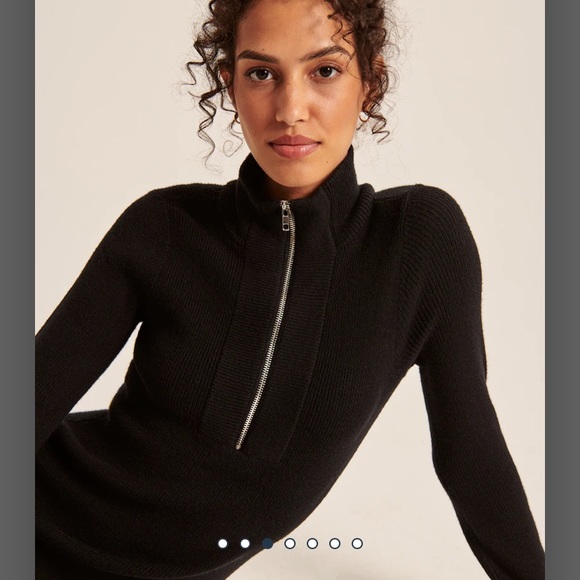 NWT Abercrombie & Fitch Half-Zip Mini Sweater Dress Black Size S - Picture 4 of 7